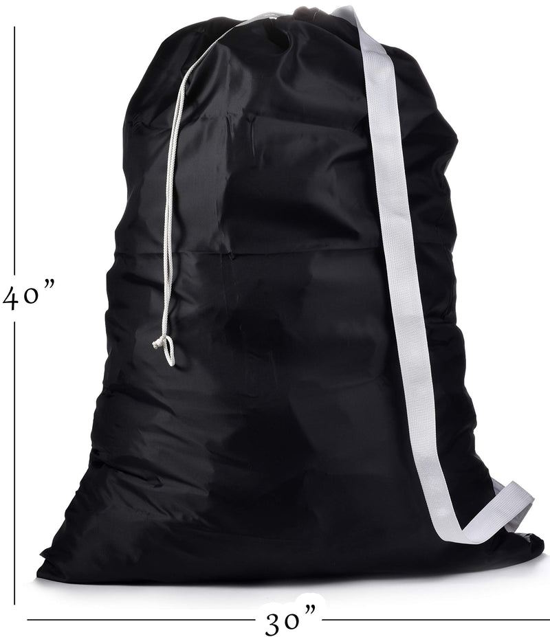 NewNest Australia - Shoulder Strap Laundry Bag - Drawstring Locking Closure, Durable Nylon Material, Large Capacity, Heavy Duty Stitching, Hands Free Carrying, Perfect for Laundromat or College Dorm. (Black | 30" x 40") Black 