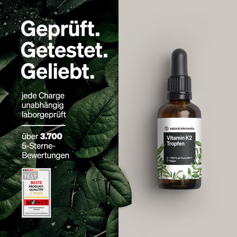 Vitamin K2 MK-7 200µg - 1700 drops (50 ml) - all-trans content >99.7% (K2VITAL® from Kappa) - laboratory tested, vegan, high dosage & produced in Germany - NewNest Australia