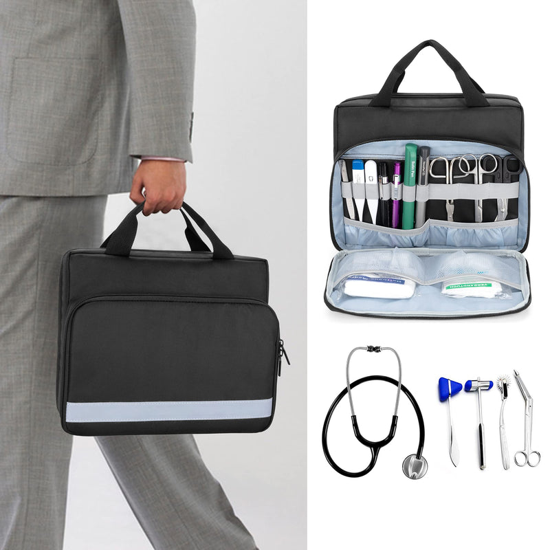 Trunab Padded Stethoscope Case, Small First Aid Kit Bag Empty, Hold Two Stethoscopes Compatible with 3M Littmann/MDF/ADC, Ideal for Home, Car, Camping and Hiking,Balck Black - NewNest Australia