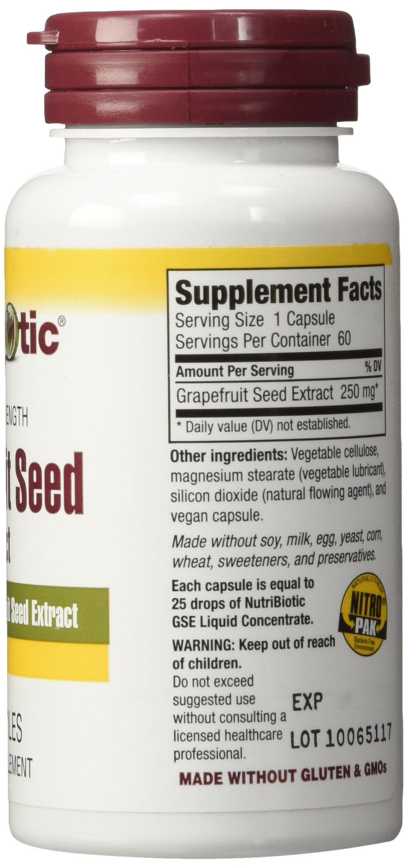 NutriBiotic – Grapefruit Seed Extract Capsules 250mg, 60 Count | Maximum Strength with Bioflavonoids | Potent Immune & Overall Health Support | Easy to Swallow | Vegan, Gluten Free, Non-GMO - NewNest Australia