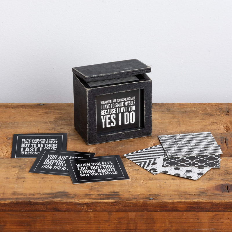 NewNest Australia - Primitives by Kathy Classic Black and White Hinged Box, Words of Wisdom 
