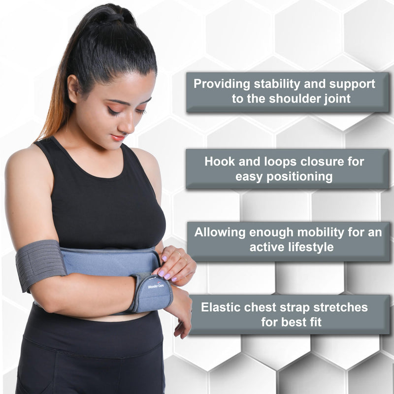 Toilet Left Right Shoulder Immobiliser Arm Sling Elastic Bandage For Clavicle Dislocation Shoulder Stabilizer Compression Bandage After Rotator Cuff Surgery - Gray (Plain 30-41) Inches - NewNest Australia