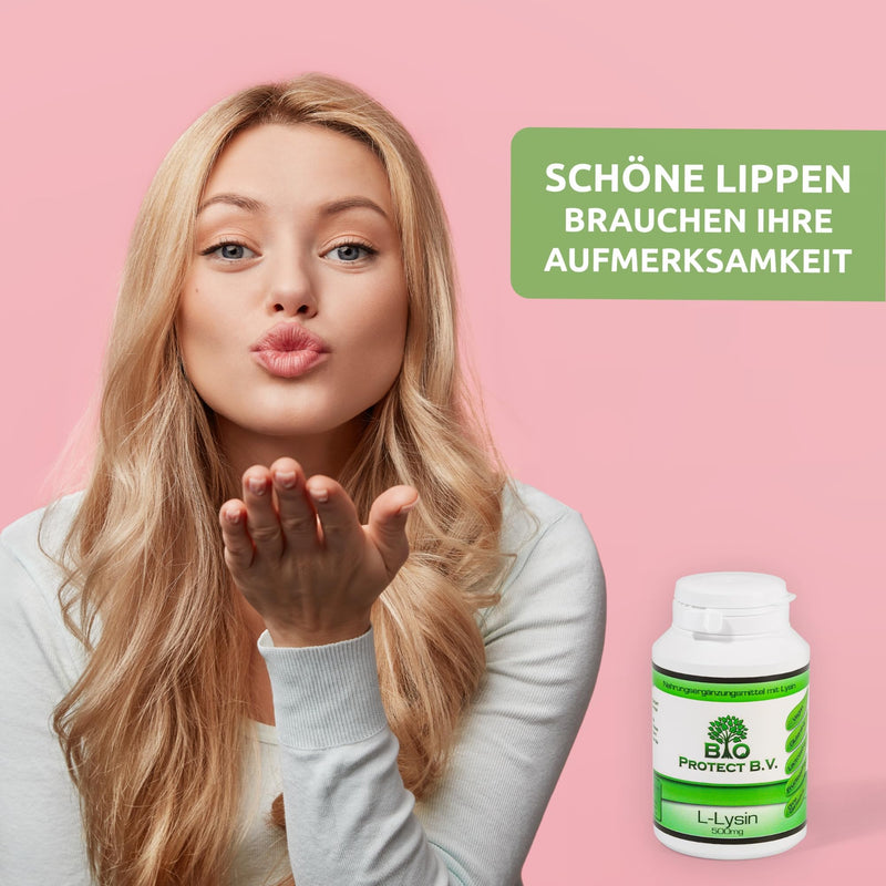 L-Lysine 500 Mg - 120 Capsules Without Additives - High Dose With 1000 Mg Per Daily Dose - Made From Vegetable Fermentation - Laboratory Tested - Bio Protect - NewNest Australia