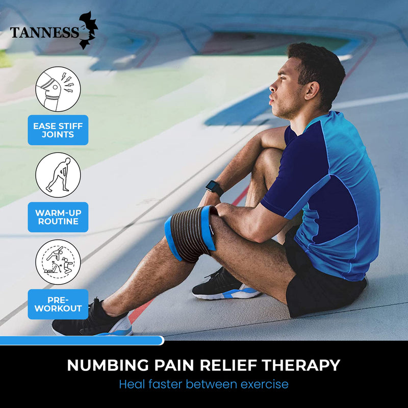Tanness Reusable Gel Ice Pack for Sports Injury | Hot and Cold Compress Wrap with Adjustable Fleece Pouch | Flexible First Aid Pad for Knee, Ankle, Back Pain Relief Faster Recovery (Single) - NewNest Australia