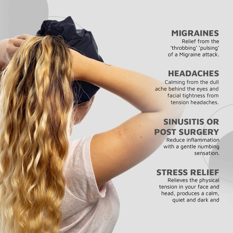 Magic Gel Migraine Ice Head Wrap | Real Migraine & Headache Relief | The Original Headache Cap | Cold, Comfortable, Dark & Cool; Endorsed by Physicians, Loved by Thousands - (Black) Black (Pack of 1) - NewNest Australia