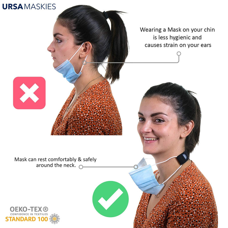 URSA Maskies: Soft, Light, Stretchy & Comfortable Face Mask Ear Savers. Premium Quality Fabric with Strong Adjustable Low-Profile Hook Tape. Made in The UK - NewNest Australia