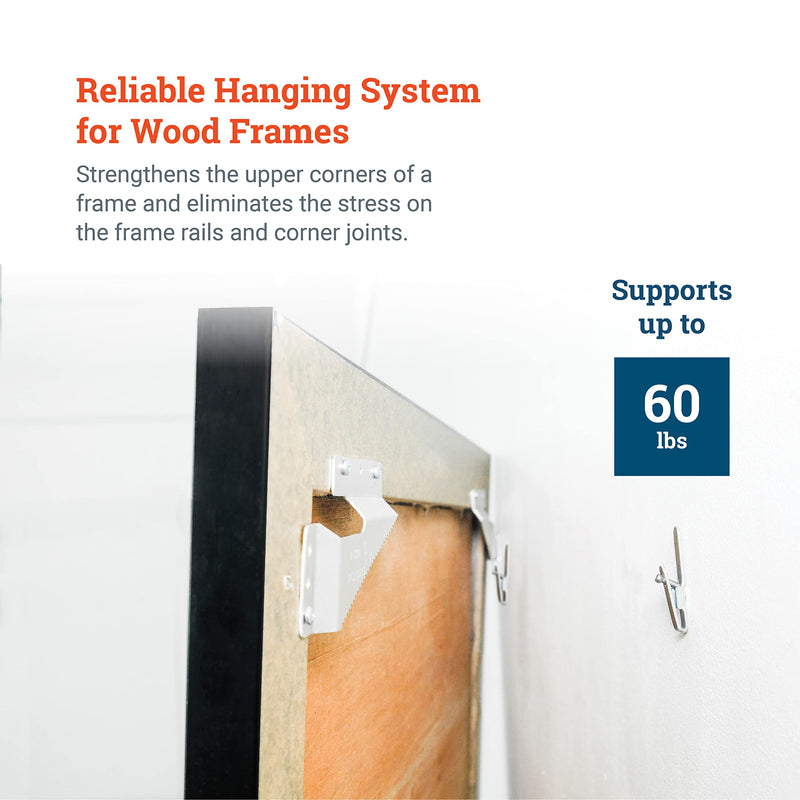 Wall Buddies Large Wall Hanger for Wood Picture Frames - Supports 60 lbs - 5 Pack - Includes Wall Hooks, Nails and Screws - NewNest Australia