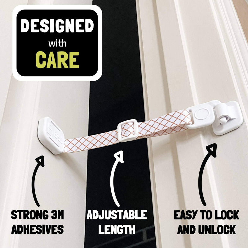 Door Buddy Child Proof Door Lock with Adjustable Strap. No Need for Baby Gate with Pet Door. Baby Proof Door to Litter Box Room. Cats Enter Easily. Installs in Seconds and is Simple to Use. (Caramel) Caramel - NewNest Australia