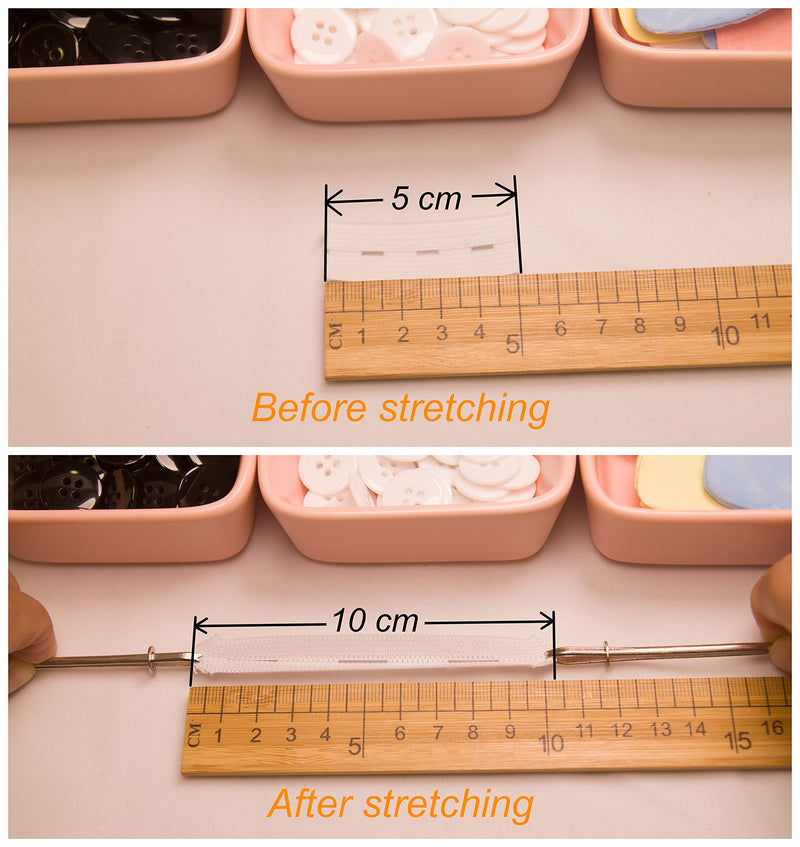 Flat Sewing Band Spool with Buttonholes, Elastic Stretchable, Ideal for DIY Waistbands and Necklines (Black & White, 3/4" × 3 Yds Each) Black & White - NewNest Australia