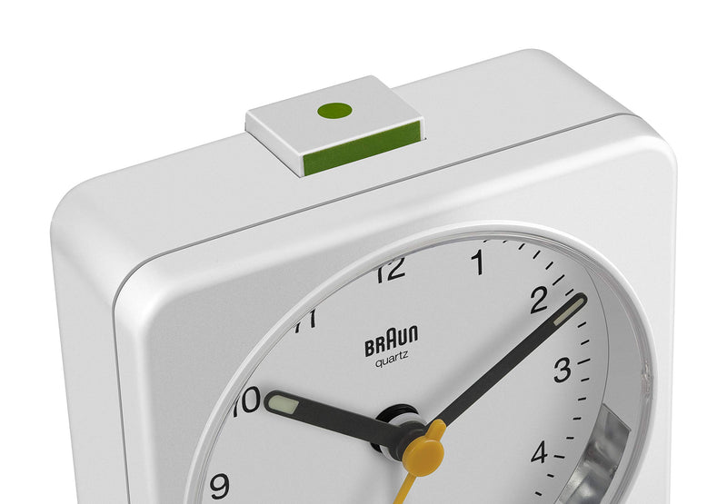 NewNest Australia - Braun Classic Analogue Alarm Clock with Snooze and Light, Quiet Quartz Sweeping Movement, Crescendo Beep Alarm in White, Model BC03W. 