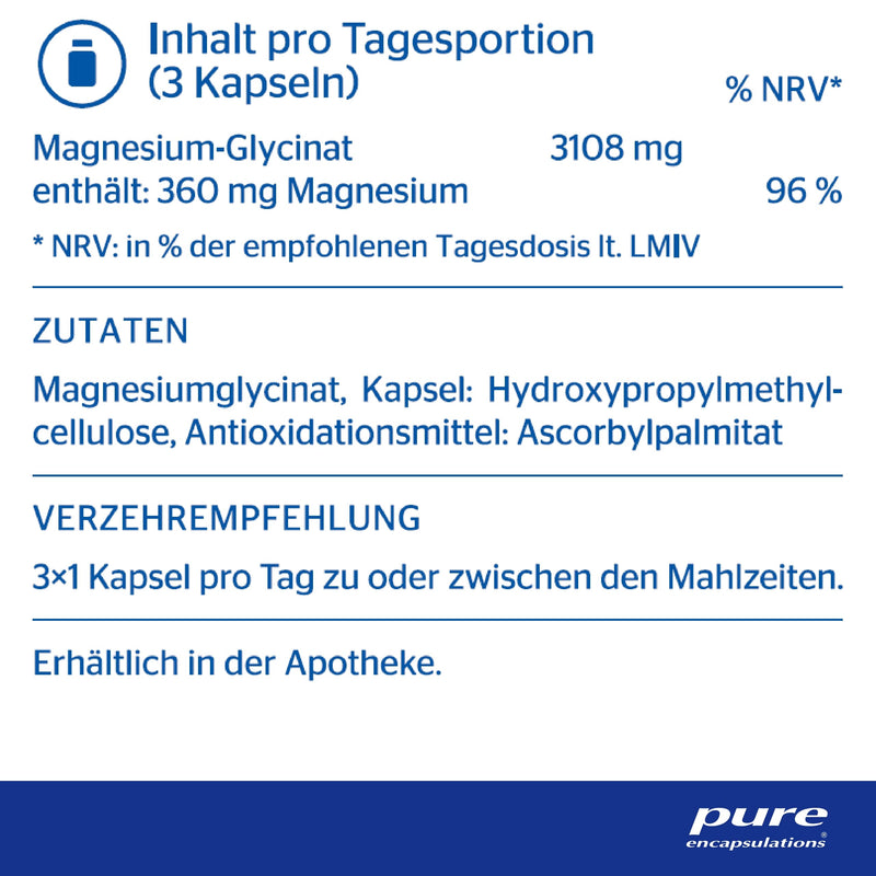 Pure Encapsulations - Magnesium Glycinate - Bound To The Amino Acid Glycine, Magnesium Is Well Absorbed And Tolerated - 180 Vegan Capsules 180 Pieces (Pack Of 1) - NewNest Australia