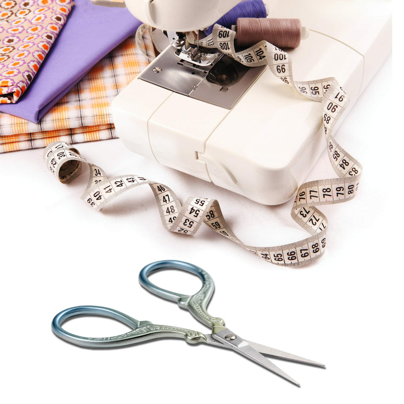Hisuper Embroidery Scissors Set with Leather Sheaths for Sewing Crafting, Art Work, Threading, Needlework DIY Tools Dressmaker Small 3.6 inch Shears Cross Stitch Knitting Scissor Blue Green - NewNest Australia