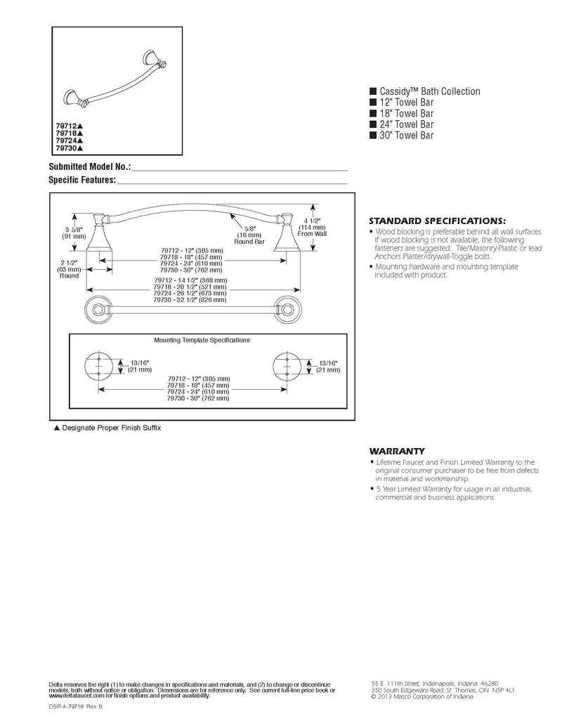 DELTA Cassidy 24 inch Towel Bar, Polished Nickel, Bathroom Accessories, 79724-PN - NewNest Australia