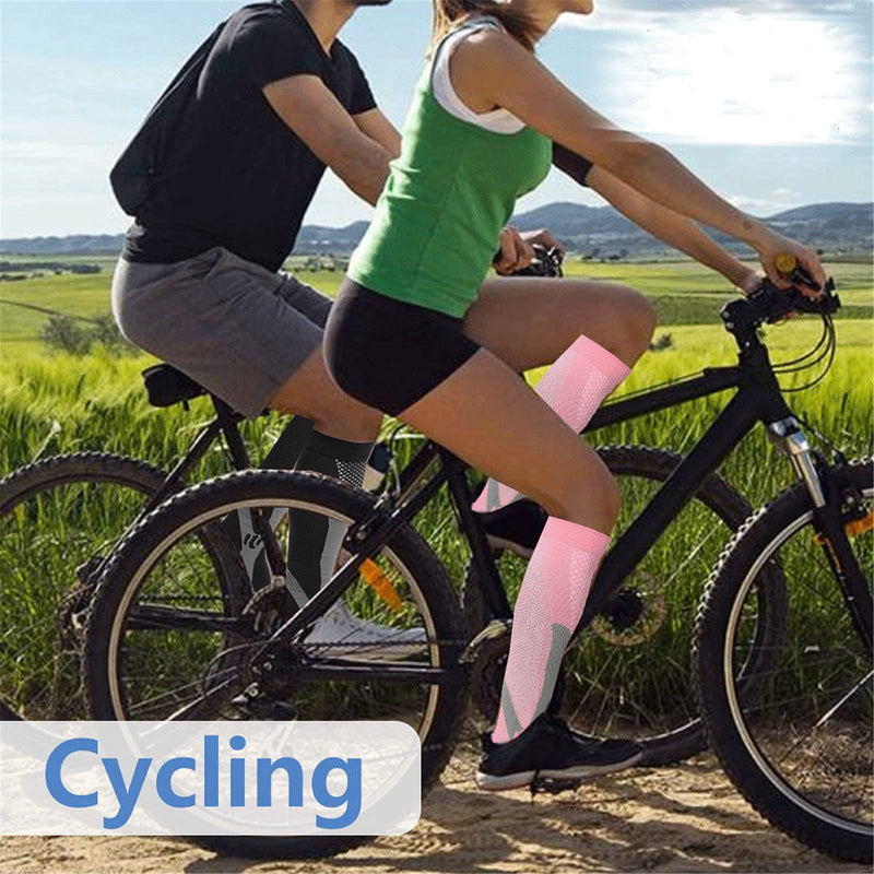 feifanshop Sports compression stockings, support stockings, travel stockings, knee socks, thrombosis stockings, compression stockings, compression socks for women and men, pink L/XL (EU 40-43) - NewNest Australia