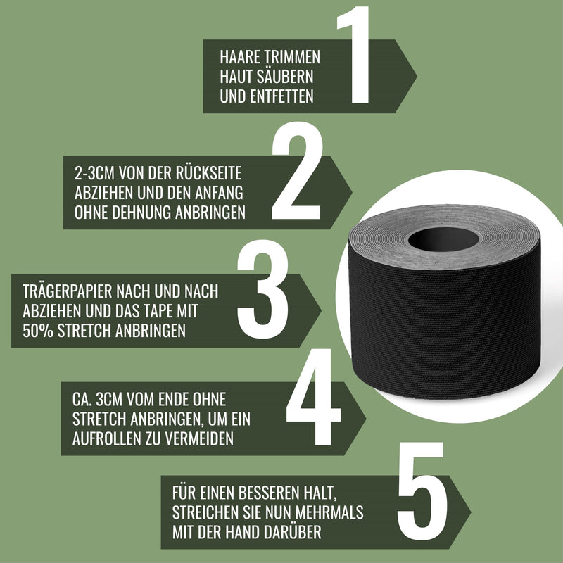 Recovell Kinesiology Sports Tape 2 Rolls Black 5 Cm X 5 M For Support And Stabilization I Waterproof Tape For Muscle Tapes And Joints I Tape Self-Adhesive I Elastic Tape - NewNest Australia
