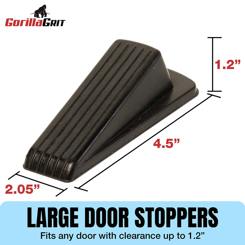 Rubber Door Stoppers - Door Stop Wedge, Large Heavy Duty Flexible Door Holder - Black 4 Pack - Non Marking Anti Slip Jammer - NewNest Australia