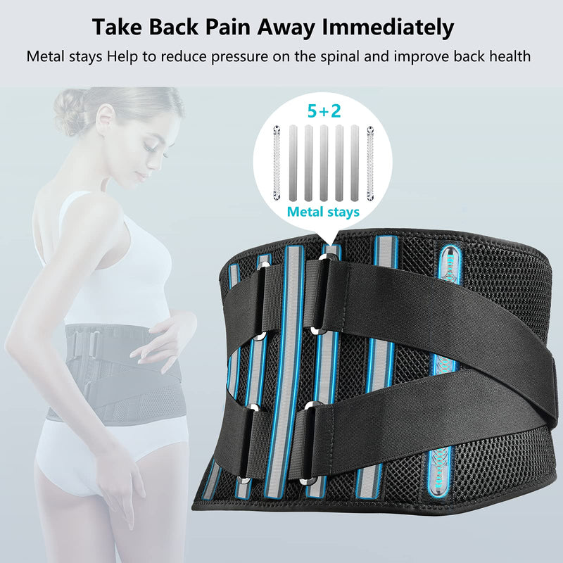 FREETOO Air Mesh Back Brace for Men Women Lower Back Pain Relief with 7 Stays, Adjustable Back Support Belt for Work , Anti-skid Lumbar Support for Sciatica Scoliosis (S(waist:27''-36''), Black) S(waist:27''-36'') 1 - NewNest Australia