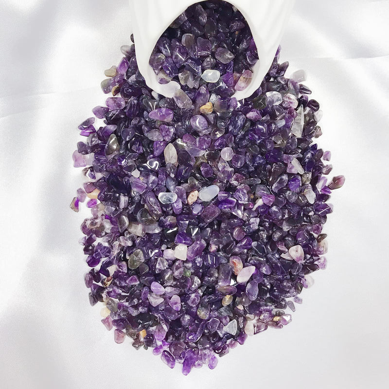 RIFNY Amethyst Tumbled Chips Stone, Quartz Natural Pebbles Crushed Crystal Rocks, Irregular Shaped Gravels for Vase Filler Air Plants Succulents Cactus Aquarium Decoration 1 lb(460Gram) Amethyst Stone - NewNest Australia