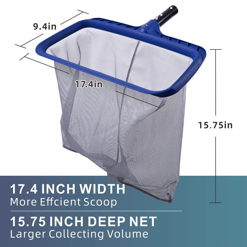 POOLAZA Pool Skimmer Net, Larger Capacity Pool Nets for Cleaning, Easy Leaf Scoop and Debris Removal Pool Leaf Net, Strong Frame Pool Net Skimmer with Durable Deep Net(Blue) Blue - NewNest Australia