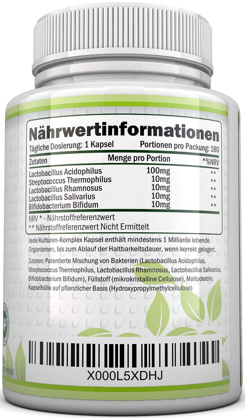 Probiotics Capsules 10 Billion Cfu ‚ For A Healthy Digestive System, Lactobacillus Acidophilus ‚ Suitable For Vegetarians ‚ 6 Month Supply 180 Capsules ‚ Nu U Dietary Supplement Nutrition - NewNest Australia