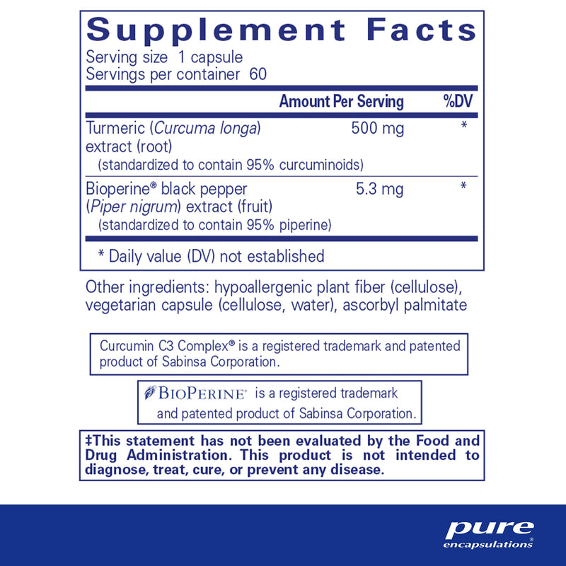 Pure Encapsulations Curcumin 500 with Bioperine | Antioxidant Supplement to Support Joints, Tissue, Liver, Colon, and Cellular Health* | 60 Capsules 60 Count (Pack of 1) - NewNest Australia