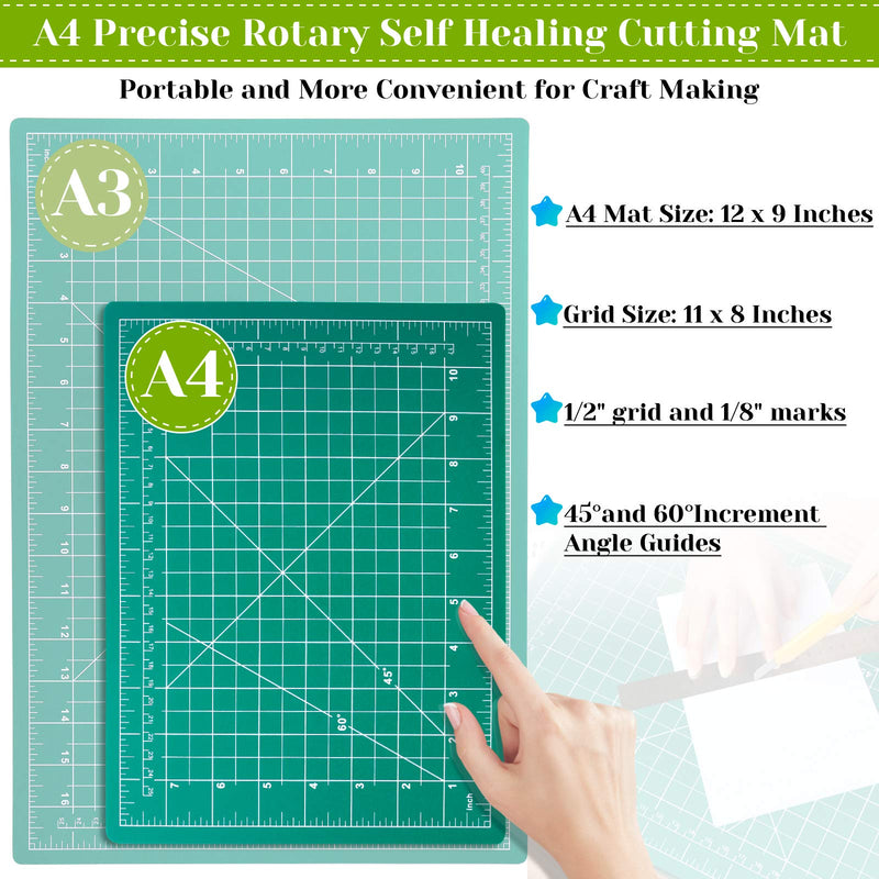 Rotary Cutter Set, Audab Self Healing Sewing Mats Rotary Cutter and Mat 45mm Rotary Fabric Cutter Set with 2 Blades Rotary Cutting Mat for Crafts Fabric Quilting Hobby (9" x 12" (A4)) - NewNest Australia