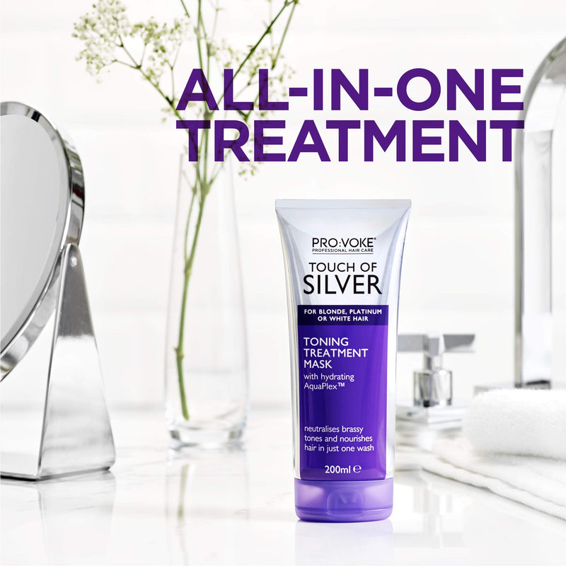 PRO:VOKE Touch of Silver Toning Treatment Mask 200ml | Purple Conditioner for Blonde, Platinum, White or Grey hair | Purple Shampoo Alternative to Banish Brassy Tones - NewNest Australia