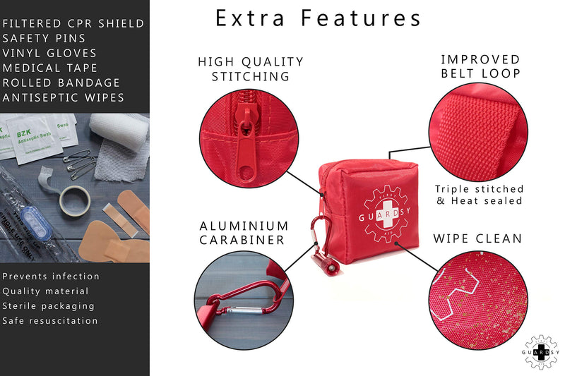 Guardsy Mini First Aid Kit | Compact Small Medical Emergency Survival Kit perfect for Car, Travel, Hiking, Camping, Outdoor, Cycling, Running, Home, Vehicle, Sports. With Digital First Aid Guide app - NewNest Australia