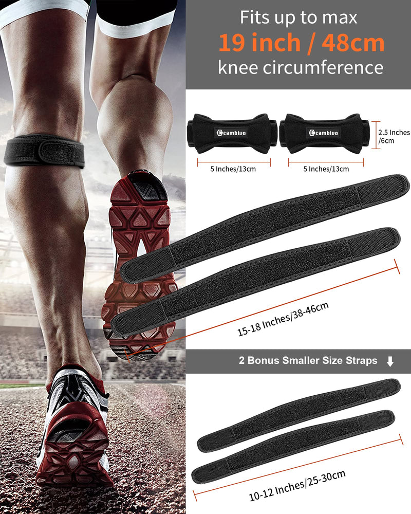 CAMBIVO 2 Pack Patella Tendon Knee Strap, Knee Support Brace for Women Men, Adjustable Band for Hiking, Soccer, Basketball, Baseball, Running, Tennis, Volleyball, Squats Black/White - NewNest Australia
