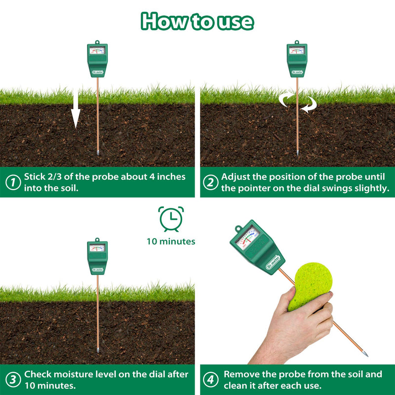 Soil Moisture Meter, S10 Soil Test Kit, Dr.meter Moisture Meter for Plants, Plant Water Meter for Garden Lawn Farm Indoor & Outdoor Use, Soil Tester Hygrometer Sensor for Plant Care, No Battery Needed Green - NewNest Australia