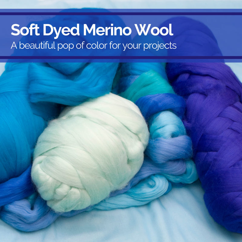 Revolution Fibers | Mixed Merino Wool Variety Pack | Perfect Wool Roving for Spinning, Needle Felting, Wet Felting, Weaving and Crafting (Woolly Waves (Blues), 250 Grams) - NewNest Australia
