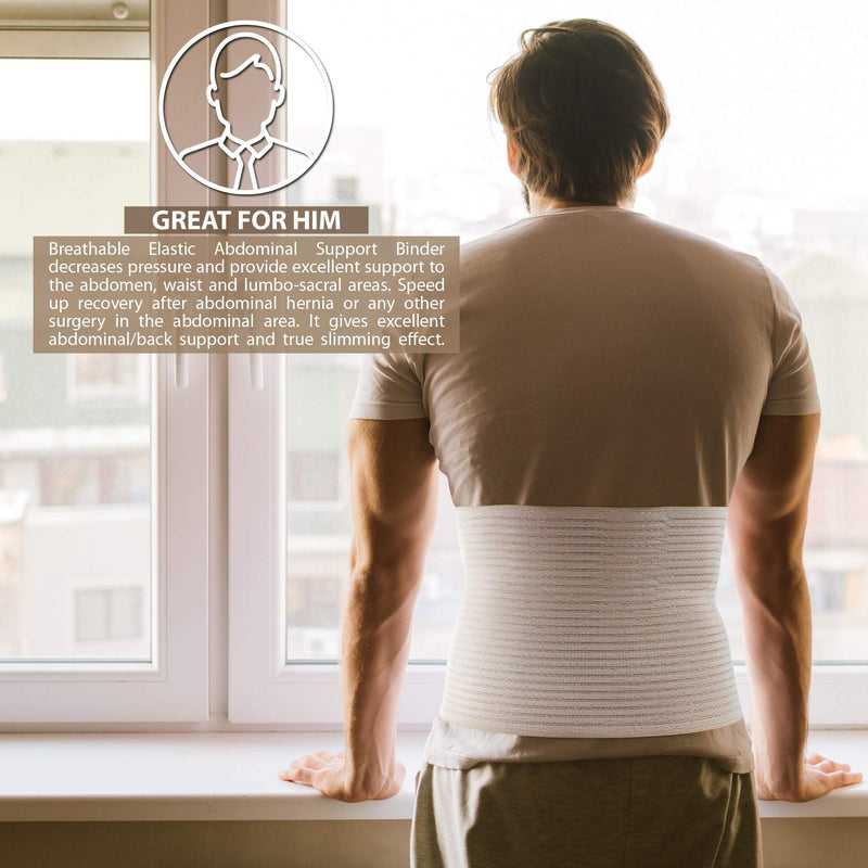 ORTONYX 10.25" Abdominal Binder for Men and Women/Postpartum Post-Operative Post-Surgery Wrap/Abdomen Navel Umbilical Hernia Support Belt / 524010 Beige L/XXL L/XXL (35"-52") - NewNest Australia