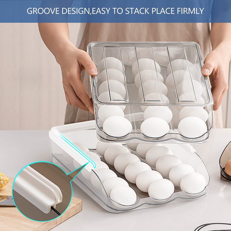 Large Capacity Egg Holder for Refrigerator, Egg Fresh Storage Box for Fridge, Egg Storage Container Organizer Bin, Clear Plastic Storage Container (1 Layer) Set of 1 - NewNest Australia