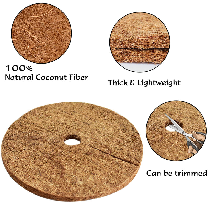 ZeeDix 12 Pcs Coconut Fibers Mulch Ring Tree Protector Mat- 11.8'' Plant Cover Mulch Mat Weed Mats Coco Coir Mulch Ring for Indoor Outdoor Trees, Disc Plant Cover, Flower Pot, Tree Plant Ring Mats 11.8in-12pcs - NewNest Australia