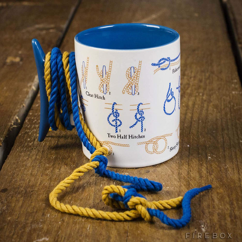 NewNest Australia - How To: Knots Coffee Mug - Learn How to Tie Eight Different Knots - Comes in a Fun Gift Box - by The Unemployed Philosophers Guild 