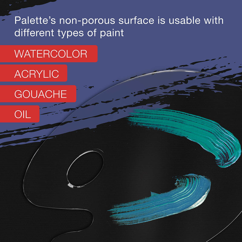 U.S. Art Supply 9" x 11.8" Clear Oval-Shaped Acrylic Painting Palette (Pack of 2) - Transparent Plastic Artist Paint Color Mixing Trays - Non-Stick, Easy Clean, Mix Acrylic, Oil - Adults Kids Students 9-inch x 11.8-inch - NewNest Australia