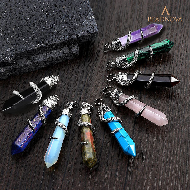 BEADNOVA Healing Crystal Necklace for Women Men Energy Healing Crystal Pendant Gemstones Jewelry Pendulum Crystal Divination (Hexagonal, 18 Inches Stainless Steel Chain) Amethyst - NewNest Australia