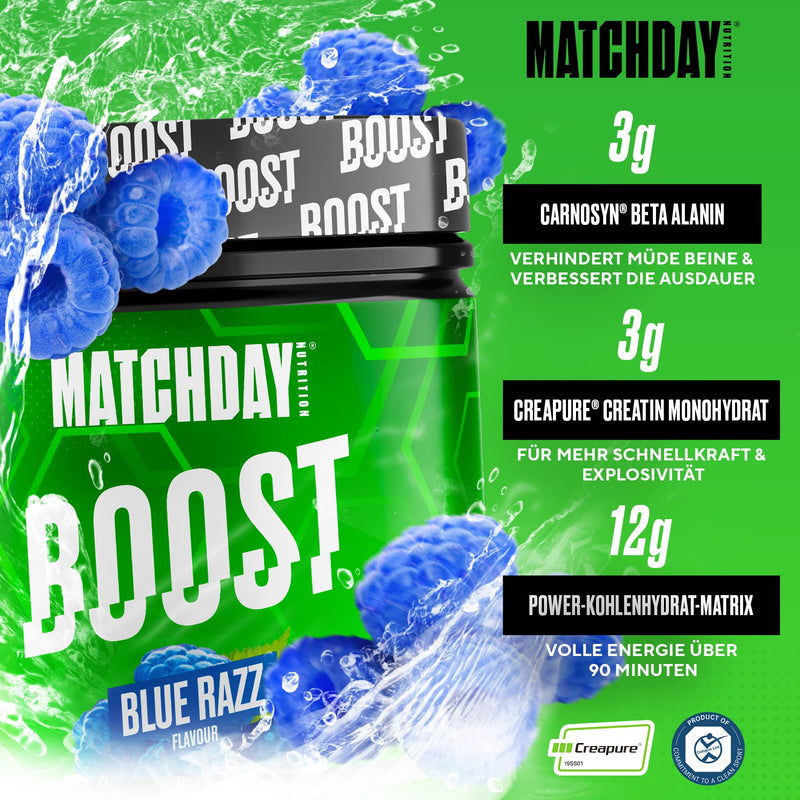Matchday Nutrition Boost For Footballers I Atp Booster I Athlete Drink With Amino Acids And Carbohydrates I 20 Servings For More Speed Power, Explosivity & Endurance (Blue Razz) - NewNest Australia