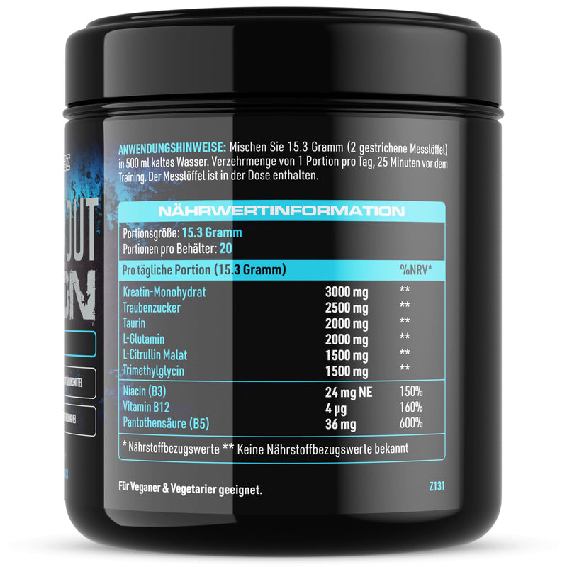 Pre-Workout Demon CAFFEINE FREE (Blue Raspberry Flavor) - Hardcore Stim-Free Pre-Workout Booster without caffeine - with creatine, glutamine & taurine - NewNest Australia