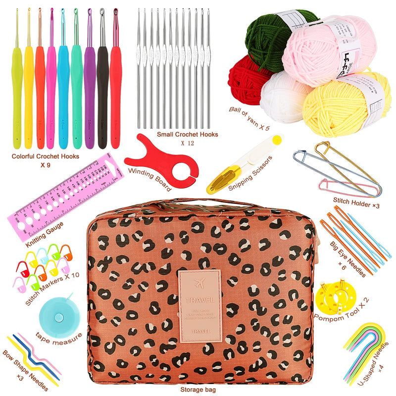 Coopay Crochet Kit Beginners Crochet Hook Set with Crochet Yarn, 58PCS Portable Crochet Set with Ergonomic Crochet Hooks, Small Crochet Hooks, Travel Crochet Hook Case Full Knitting Crochet Supplies - NewNest Australia