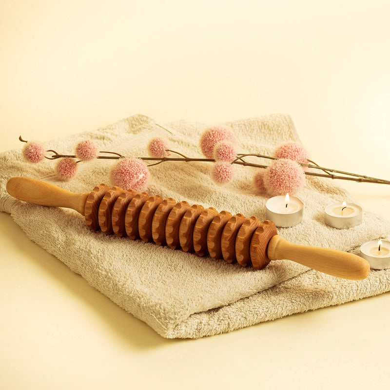 Mr. Woodware Massage Roller Stick - 15.6 Inch Lymphatic Drainage Wooden Massage Rollers For Body Shaping, Muscle Shaping, Cellulite Remover - Wood Therapy Massage Tools For Manual Maderotherapy - NewNest Australia