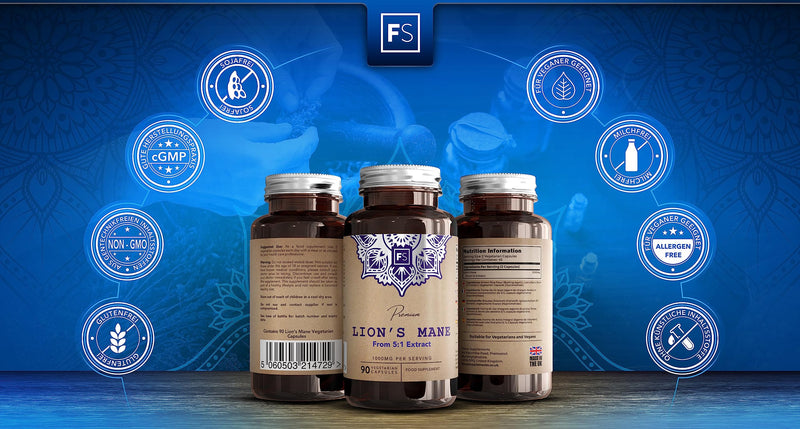Fs Lions Mane Mushroom High Dose 1000 Mg Nootropics Lion Mane Mushroom 90 Vegan Tablets No Artificial Fillers Gluten, Allergen Free Made In Iso Certified Forces - NewNest Australia