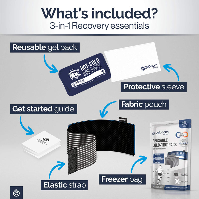Knee Pain Relief Gel Pack - Hot Cold Ice Packs for Sports Injuries, Reusable Heat Pads (3in1 Compress Wrap fits Ankle, Foot, Elbow) First aid for Reduce Swelling, Replacement Surgery - Gelpacks Direct - NewNest Australia