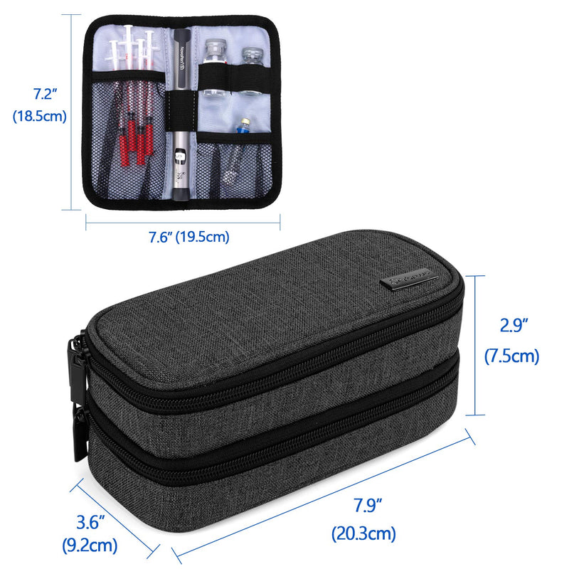 Yarwo Insulin Cooler Travel Case, Double-Layer Diabetic Travel Case with 2 Ice Packs, Diabetic Supplies Organizer for Insulin Pens, Blood Glucose Monitors or Other Diabetes Care Accessories, Black - NewNest Australia