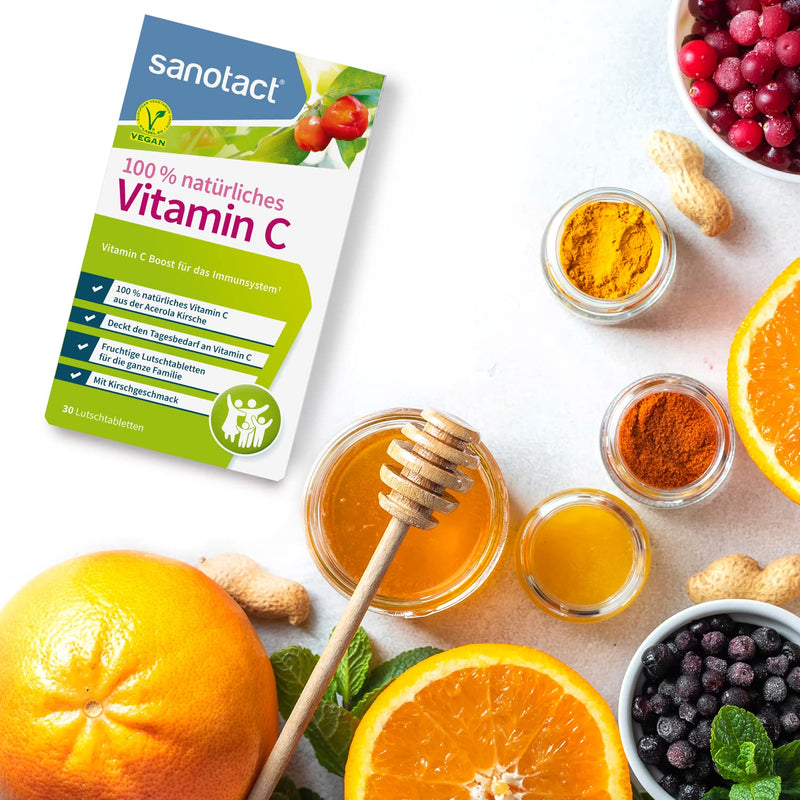 sanotact Vitamin C lozenges • 30 acerola lozenges vegan • 100% natural vitamin C for children • High-dose vitamin C from the acerola cherry 30 tablets 30 pieces (pack of 1) - NewNest Australia