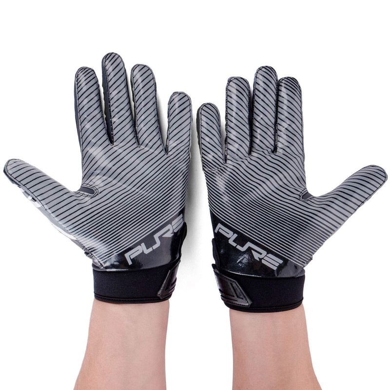 Pure Athlete Football Receiver Gloves – Elite-Stick Silicone Gripping Technology – Adult/Youth Black Youth Large - NewNest Australia