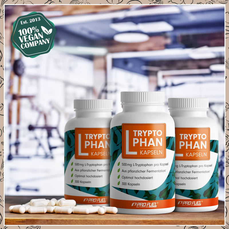 L-Tryptophan High Dose - 300 L-Tryptophan Capsules Vegan - 500 Mg L-Tryptophan Per Capsule - 10 Months Range - L-Tryptophan From Vegetable Fermentation - Laboratory Tested Without Unwanted Additives - NewNest Australia