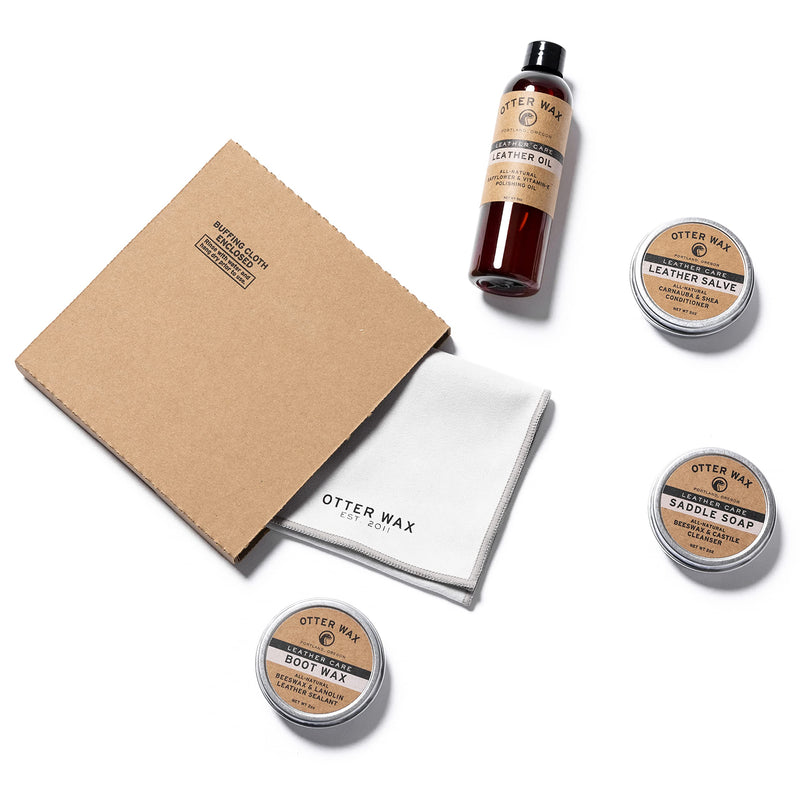 Otter Wax Leather Care Kit | 100% All-Natural Leather Care Products | Made in The USA | Includes Saddle Soap & Leather Salve | Color Safe | Ideal for Shoes, Boots, Jackets, Car Interiors - NewNest Australia