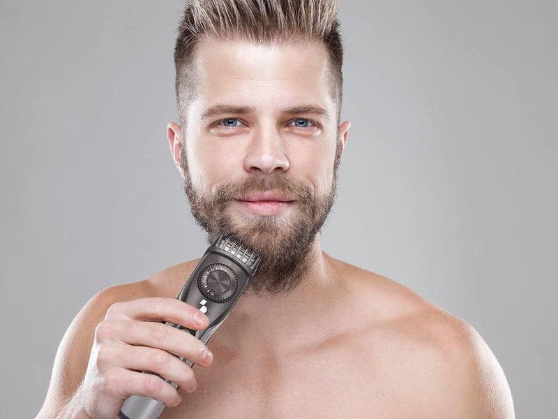 Beper 40.332 Rechargeable Beard Trimmer, Also Suitable For Hair, Stainless Steel Blades, 20 Lengths, Rotating Ring From 1 Mm To 10 Mm, Removable Blades, Charging With Usb Cable, Beard Trimmer Black - NewNest Australia