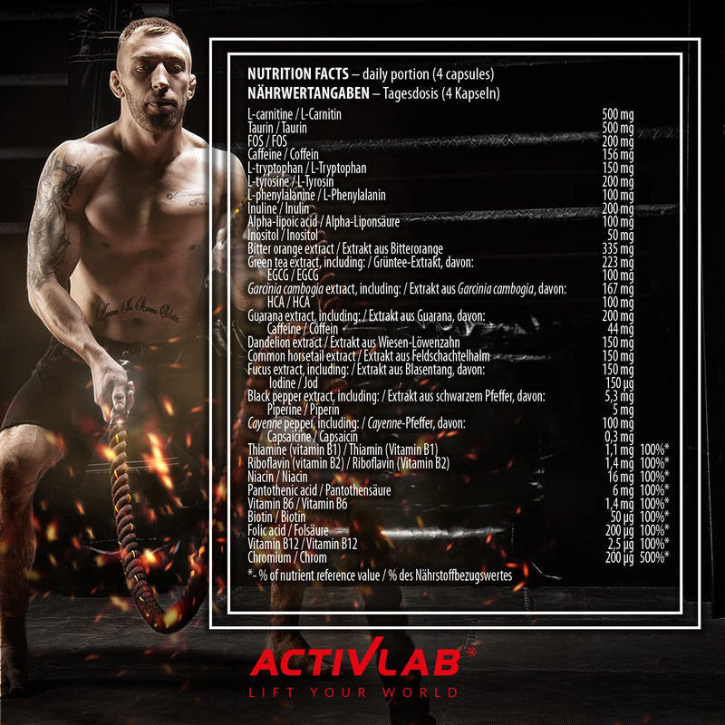 Activlab Machine Man Burner 120 Caps, Fat Burner, No Yo-Yo Effect, B Vitamins, Caffeine, Muscle Protection, Fat Reduction, Fos, Highly Thermogenic, Anti-Catabolic, Metabolism, Reduces Appetite, L-Carnitine - NewNest Australia